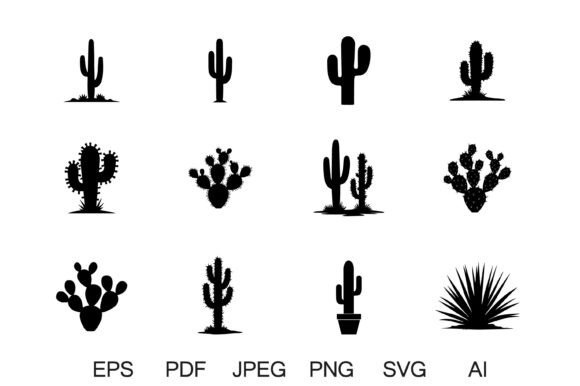 Download Cactus Silhouette Desert Clipart Bundle - Premium Bundle
