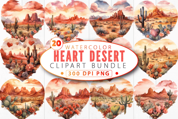 Download Watercolor Heart Desert Clipart Bundle - Premium Bundle